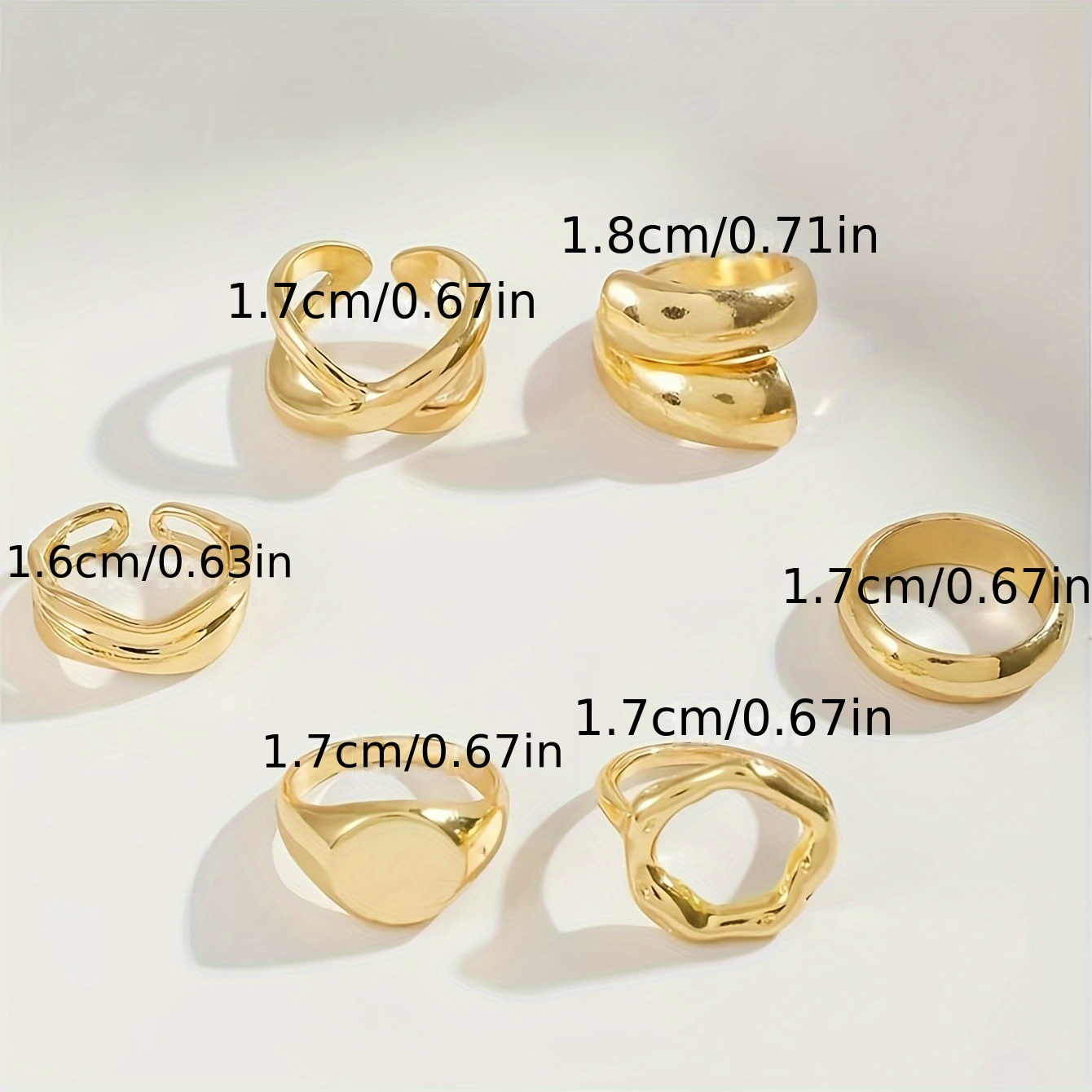6pcs Vintage Geometric Irregular Line Cross Hollow Out Layer Ring Set
